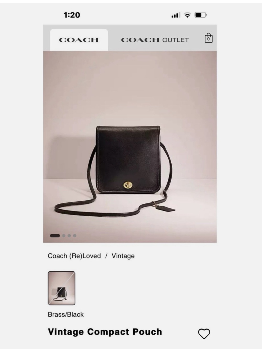Coach Vintage Compact Pouch crossbody in Black